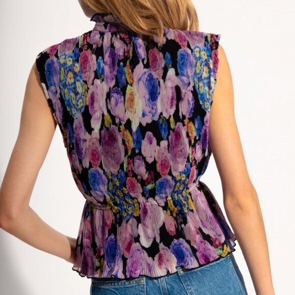GANNI | pleated floral georgette blouse size EU 40 | US 8-10 - Picture 3 of 6